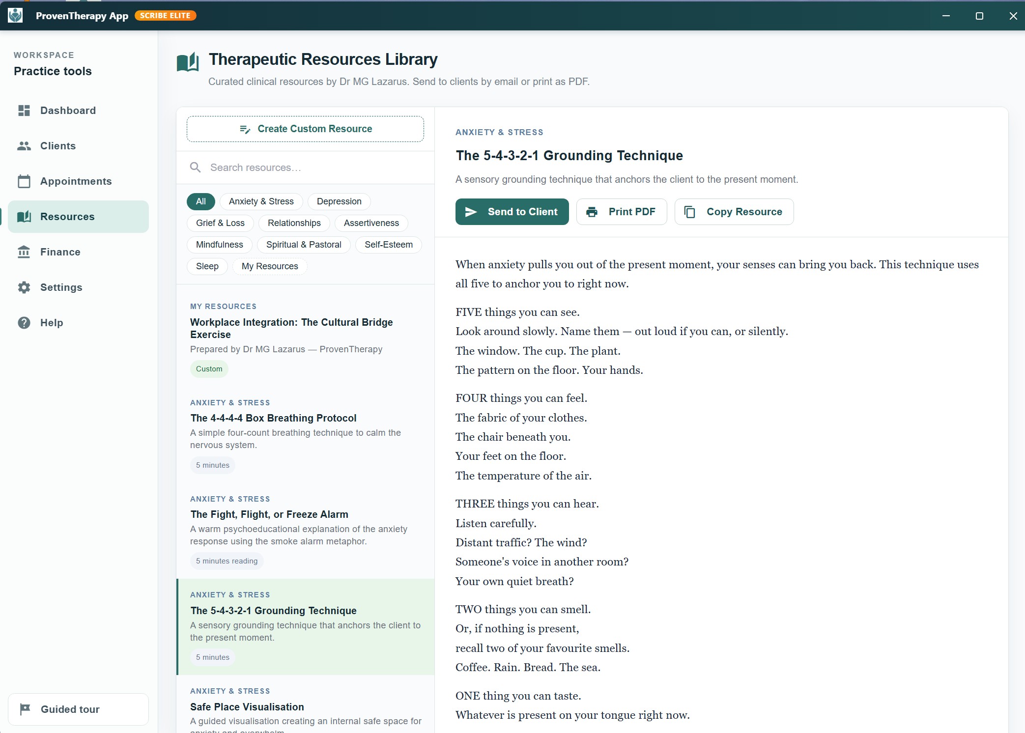 ProvenTherapy therapeutic resources library